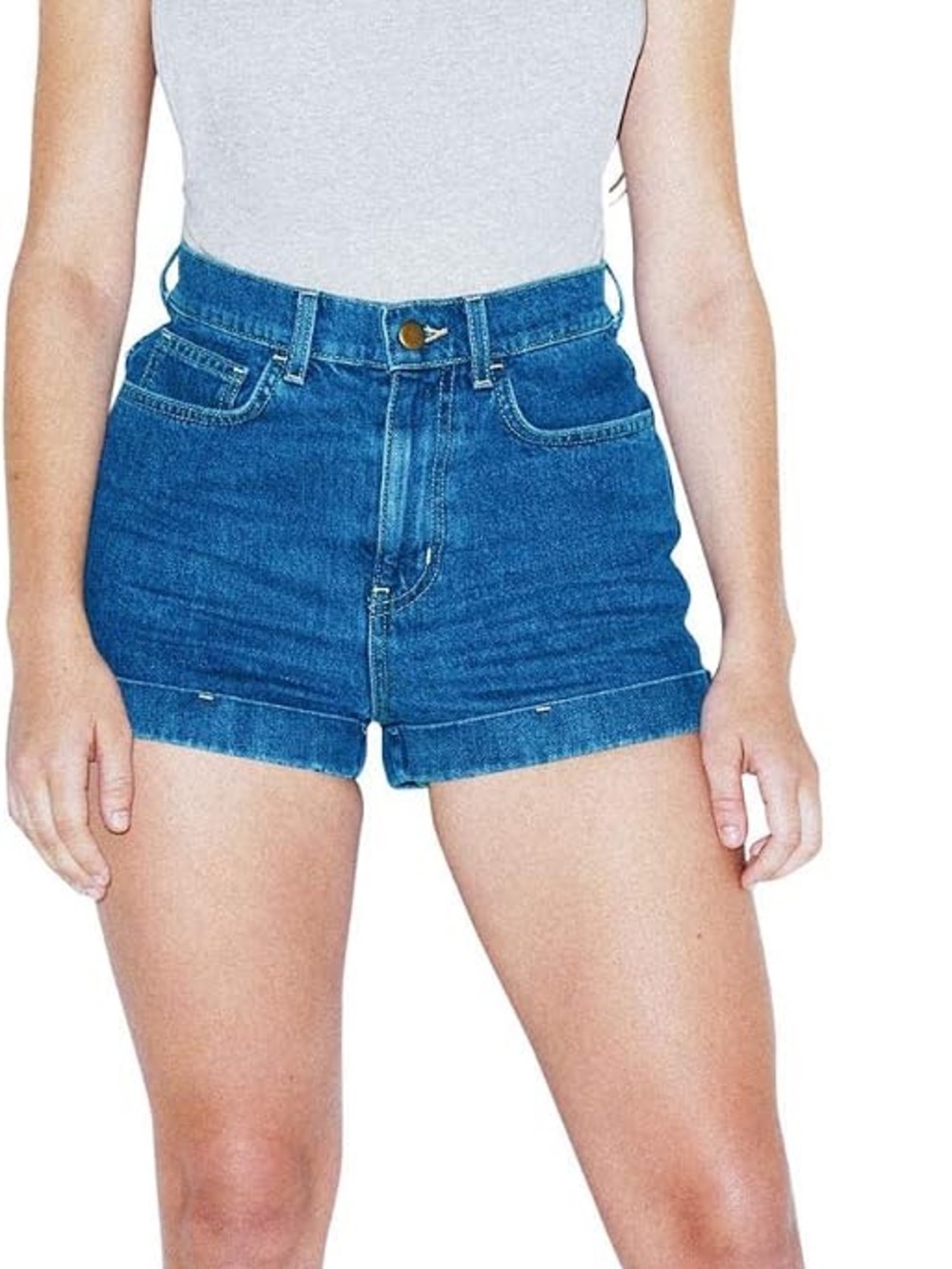 American Apparel High-Rise Denim Cuffed Shorts